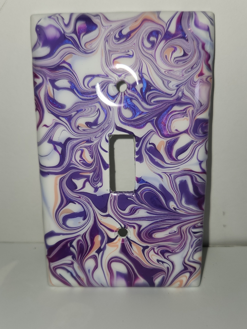 Hand Crafted Painted Purple Swirl Single Toggle Light Switch Cover
